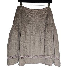 Boden Womens Taupe Linen Skirt 8R Cottagecore Boho Chic Light Academia Coastal